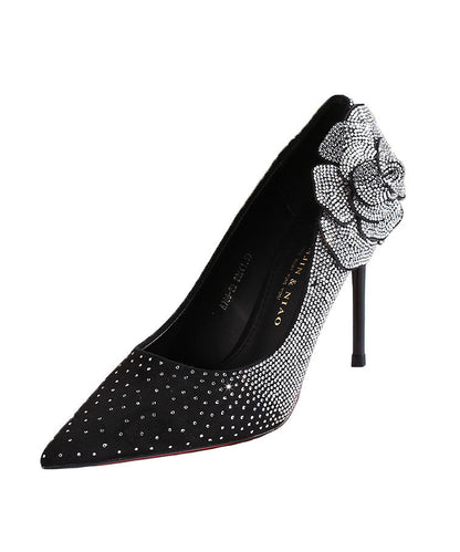 Yellow Zircon Splicing Stiletto High Heels Pointed Toe