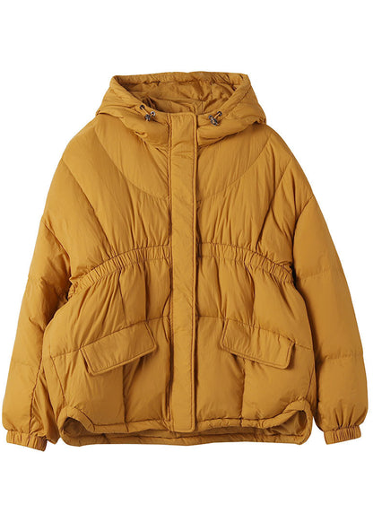 Yellow Warm Duck Down Coat Hooded Winter