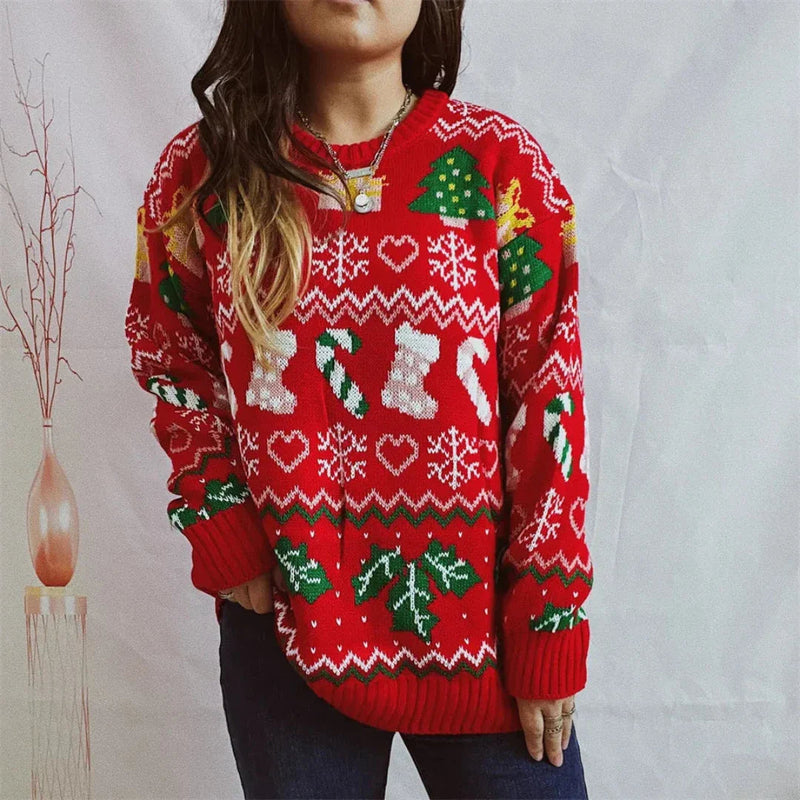 Knit Christmas Sweater Women's Fashion