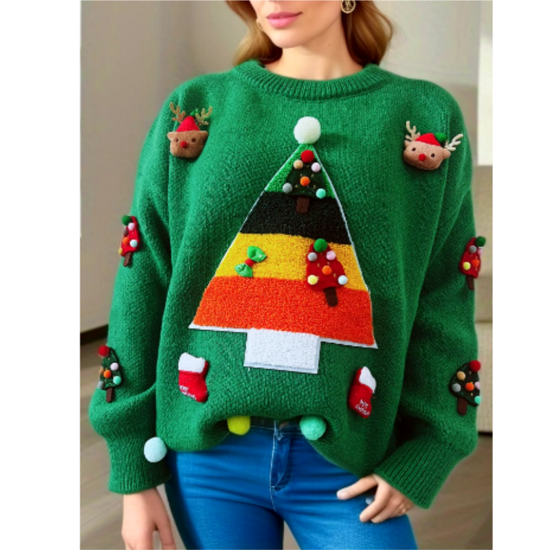 Knit Christmas Sweater Women's Fashion