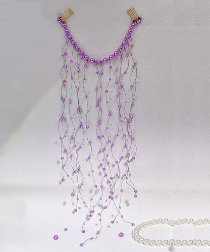 Handmade Purple Pearl Tassel Hairpiece