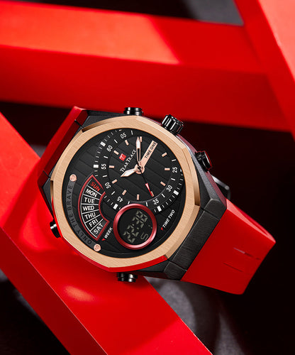 Style Black Silicone Rubber Quartz Movement Waterproof Watches