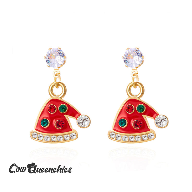 Sparkling Colourful Christmas Tree Earrings