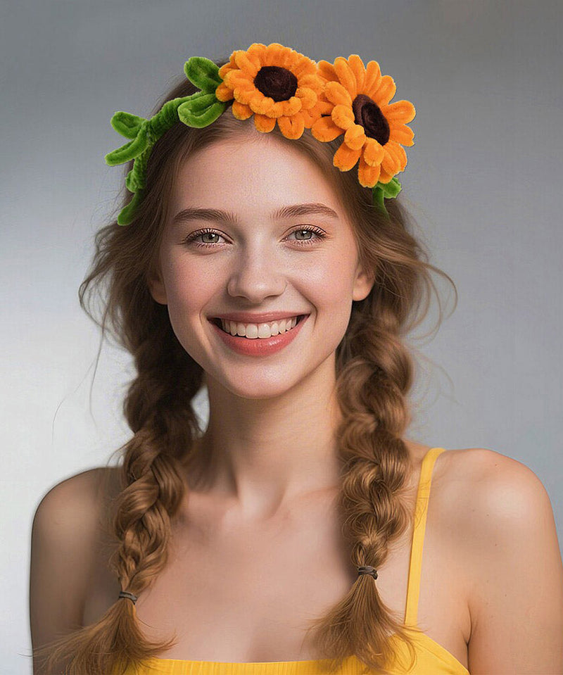Orange Weave Sunflower Hairpiece