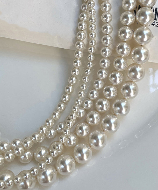 New White Pearl Double Layered Adjustable 14k Gold Choker