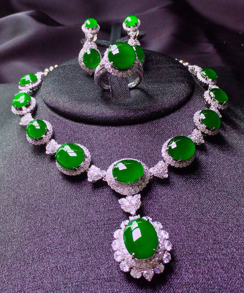Green Sterling Silver Inlaid Zircon Chalcedony Pendant Necklace