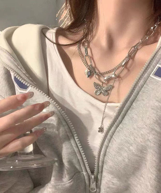 Silk Alloy Love Butterfly Pendant Necklace
