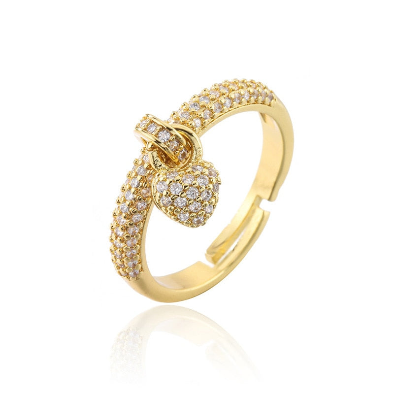 "zirconia Love Knot: Heart Charm Rings"