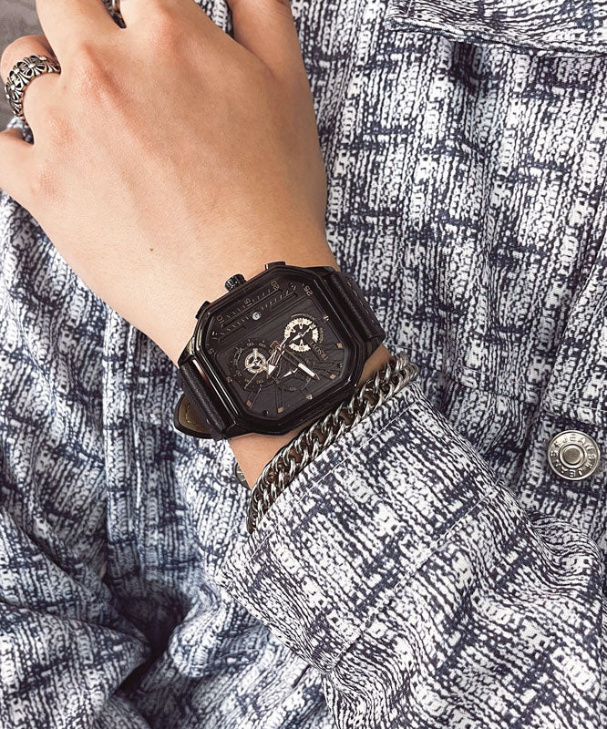 Rose Gold Leather Square Waterproof Watches