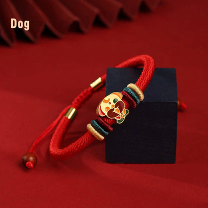 Buddha Stones Handmade 925 Sterling Silver Year of the Dragon Chinese Zodiac Luck Braided Red Bracelet