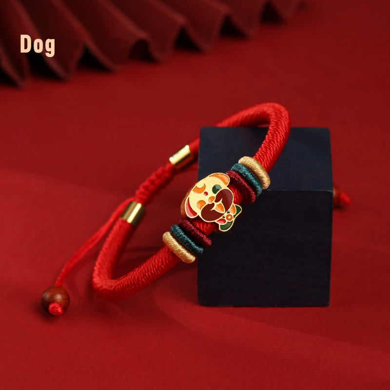 Buddha Stones Handmade 925 Sterling Silver Year of the Dragon Chinese Zodiac Luck Braided Red Bracelet