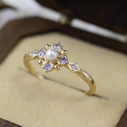 [] Amethyst Pearl Ring