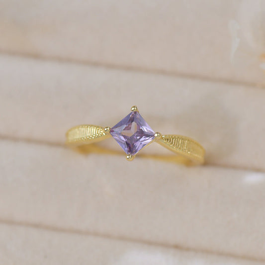 Amethyst Princess Solitaire Ring