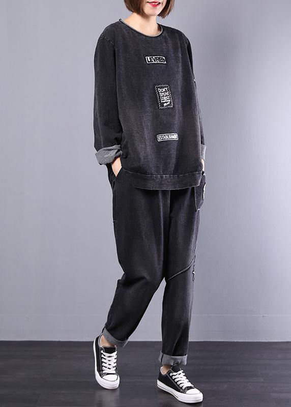 Autumn Black Alphabet Cotton Sport Suit