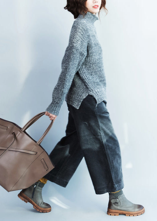 Autumn Dark Blue Corduroy Pants Harem Pants