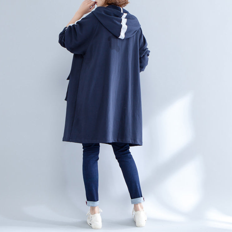 Autumn Navy Sport Coat Cotton Fit Zippered Outwear