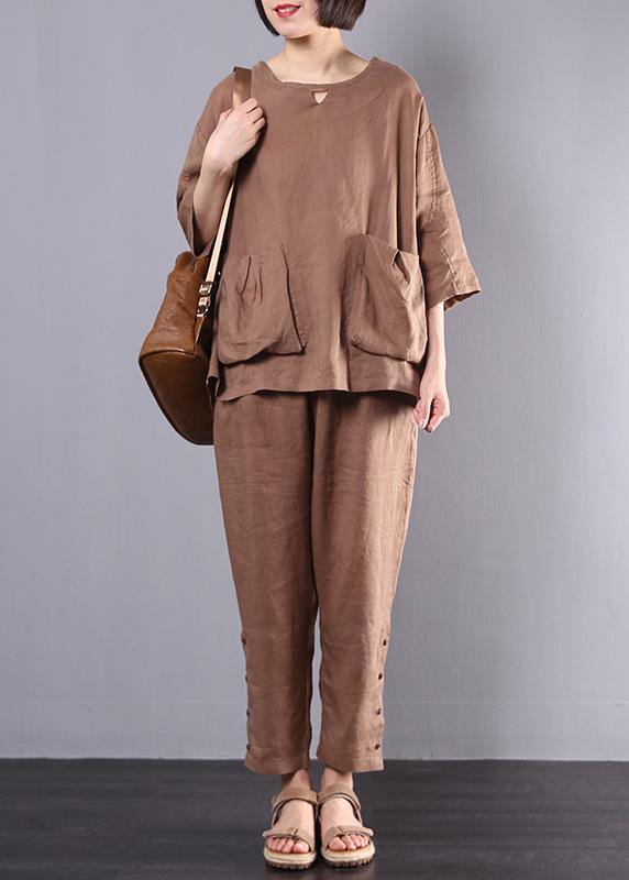 Autumn New Dark Khaki Big Pockets Tops and Trousers