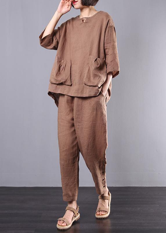 Autumn New Dark Khaki Big Pockets Tops and Trousers