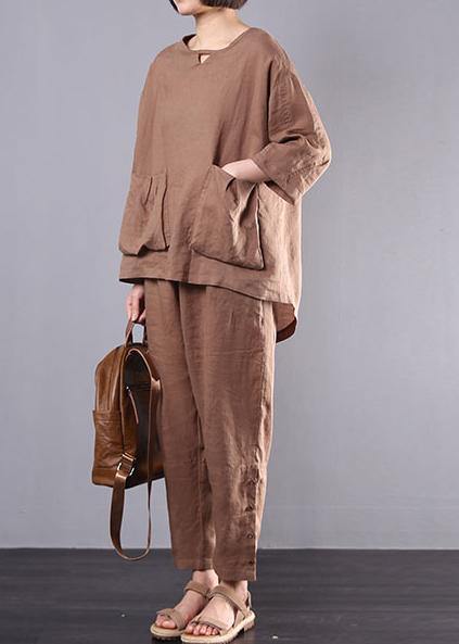 Autumn New Dark Khaki Big Pockets Tops and Trousers