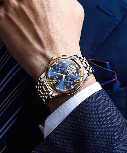 Boutique Blue Stainless Steel Alloy Quartz Movement Waterproof Watches