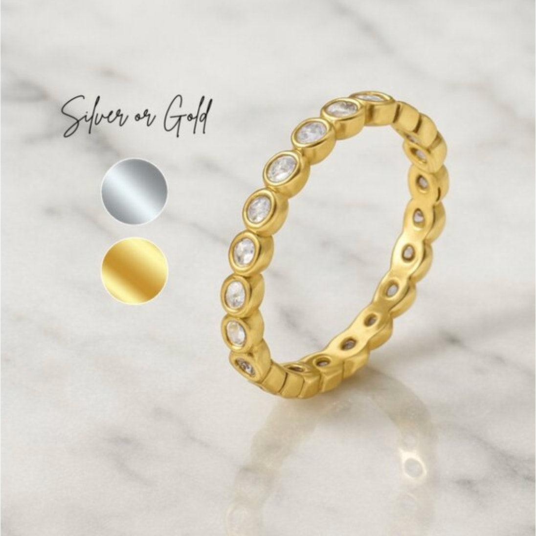 "demi" ✨ Dainty Gold Plated Diamond Like Ring