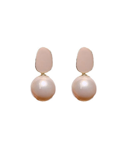 Diy Light Pink Sterling Silver Alloy Pearl Drop Earrings