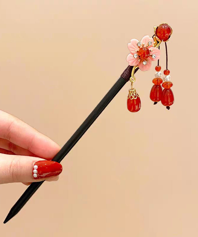 Chinese Style Black Woodiness Alloy Tassel Hairpin
