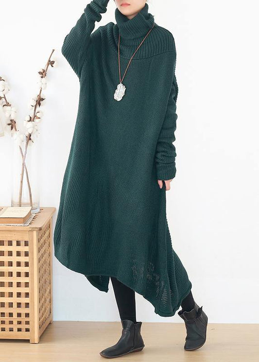 Back Open Sweater High Neck Dress Outfit Moda Blackish Green Hipster Knitted Tops