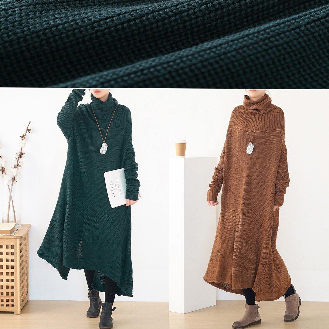 Back Open Sweater High Neck Dress Outfit Moda Blackish Green Hipster Knitted Tops