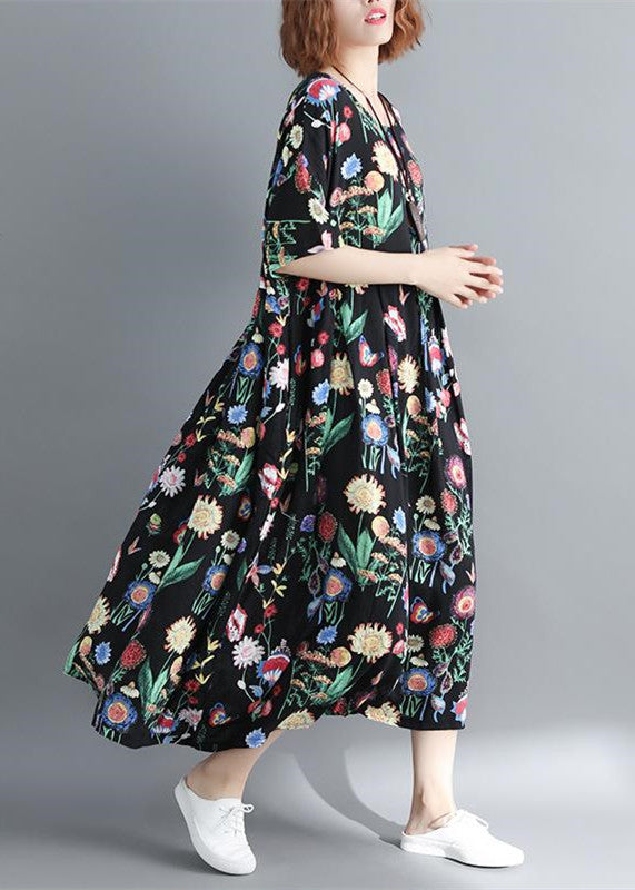 Baggy Cotton Blended Maxi Dress Oversize O Neck Caftans Boutique Baggy Dresses Gown