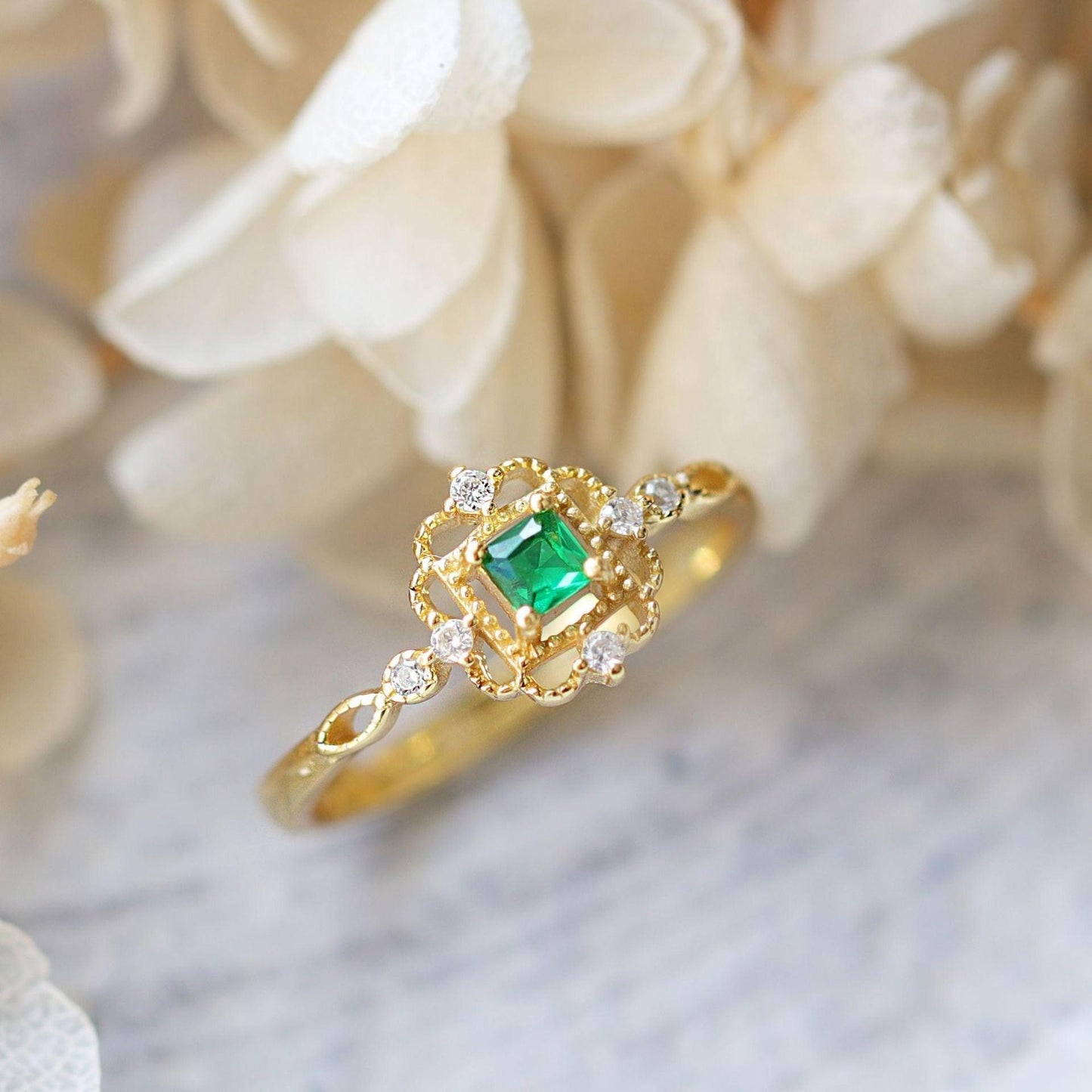 Baroque Emerald Ring