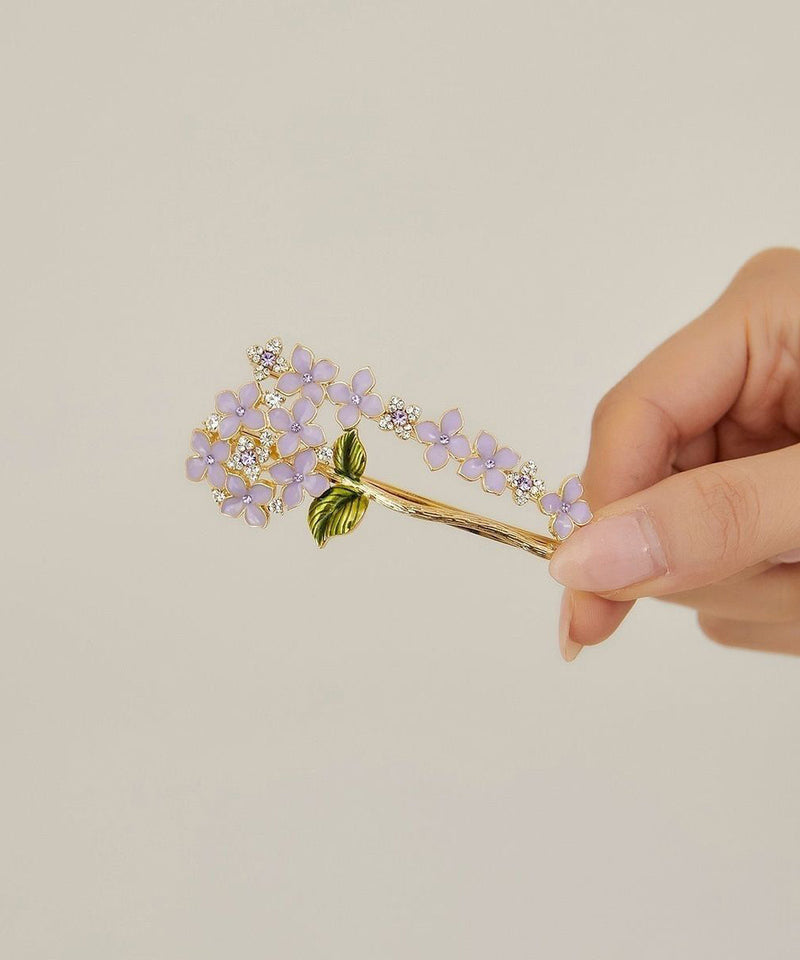 Stylish Purple Alloy Crystal Zircon Drip Glaze Hairpin