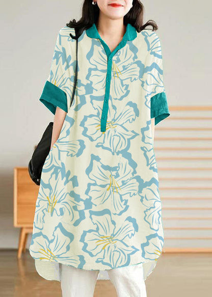 Jade Yellow Flower Linen Linen Shirt Dress