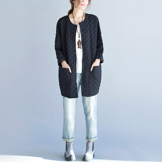 Black Cotton Cardigan Bracelet Sleeved Cardigan Outwear