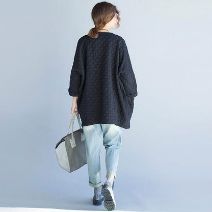 Black Cotton Cardigan Bracelet Sleeved Cardigan Outwear