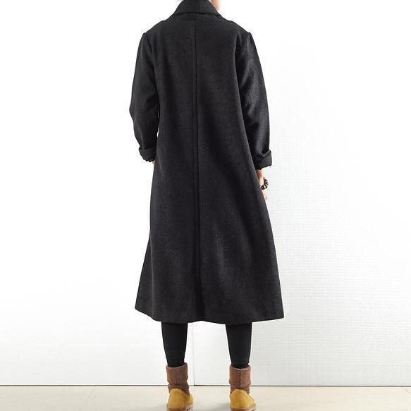 Black Warm Woolen Coats Outwear Winter Outfits Oversize Jackets Long
