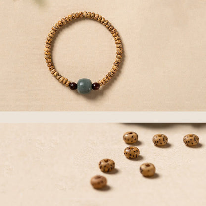 Bodhi Seed Small Leaf Red Sandalwood Wisdom Bracelet for Spiritual Protection
