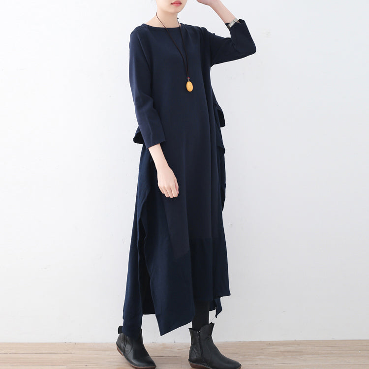 Boutique Bark Blue Sweater Dresses Clothing Sweater Side Open Fall Dresses Faux Two Pieces