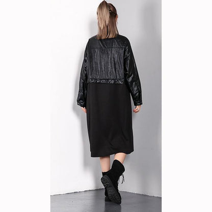 Boutique Black Caftans Stand Collar Gown Fine Patchwork False Two Pieces Maxi Dresses