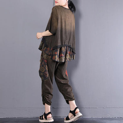 Boutique Cotton Blouses Oversize Retro Summer Loose Suits