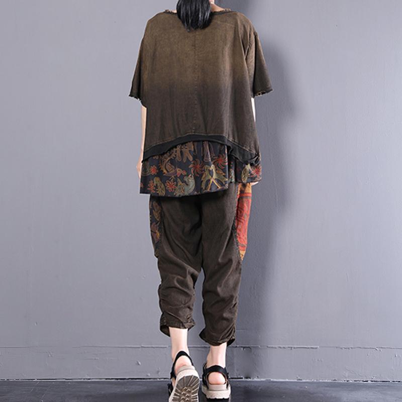 Boutique Cotton Blouses Oversize Retro Summer Loose Suits
