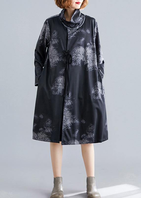 Boutique Coat Fall Black Turtleneck Pockets Coat