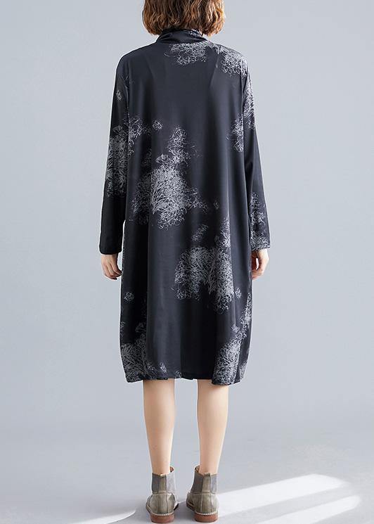 Boutique Coat Fall Black Turtleneck Pockets Coat
