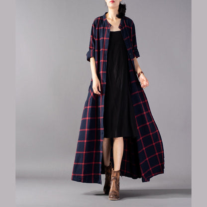 Boutique Red Plaid Coat Clothing Stand Collar Coats Boutique Pockets Coats