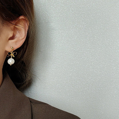 Bow and Pearl Earrings