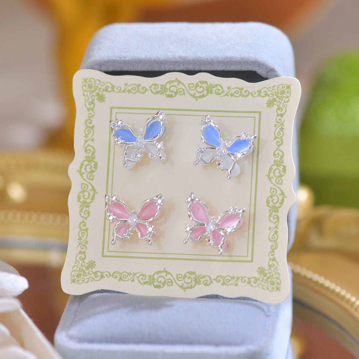 Blue Butterfly Stud Earrings