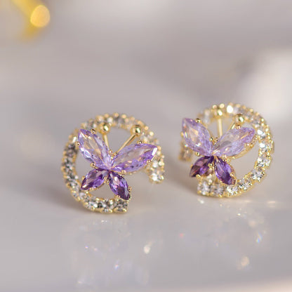 Lilac Butterfly Stud Earrings