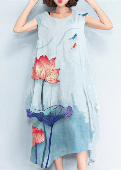 Yellow Polka Dots Natural Cotton Polyester Dress Oversize Sleeveless Traveling Dress Kaftans