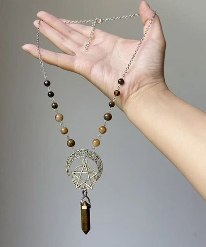 Metal Star Moon Universe Lariat Necklace