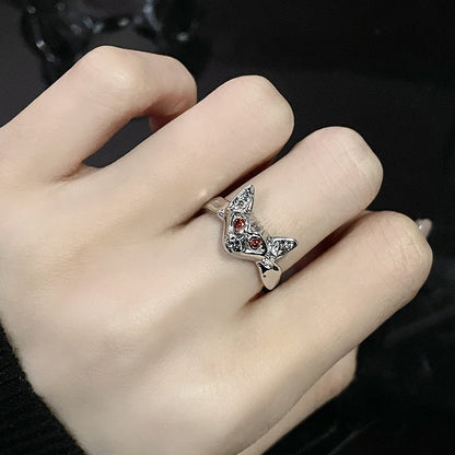 Red Zircon Crystal Fox Rings - Resizable